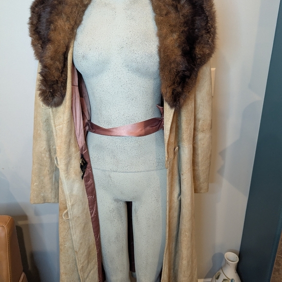 Vintage Rajac genuine Leather and fur trench coat, 60s/70s. Woman's size S/M - Picture 8 of 16